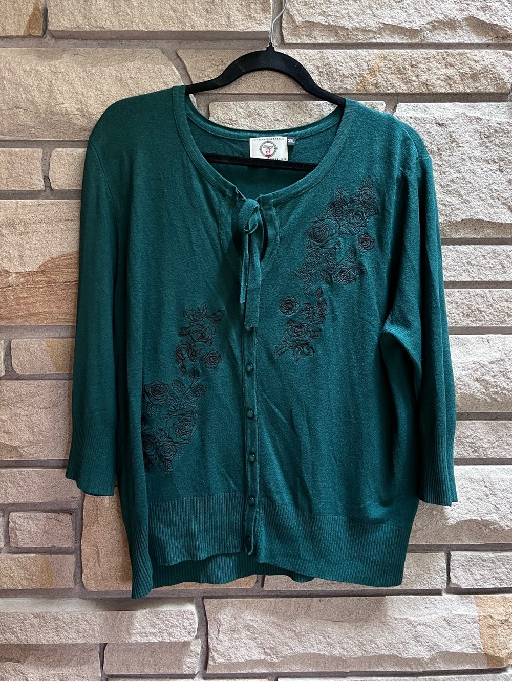 Banned Apparel Delilah Forest Green Floral Embroidered Cardigan Sweater 3XL - Picture 3 of 11